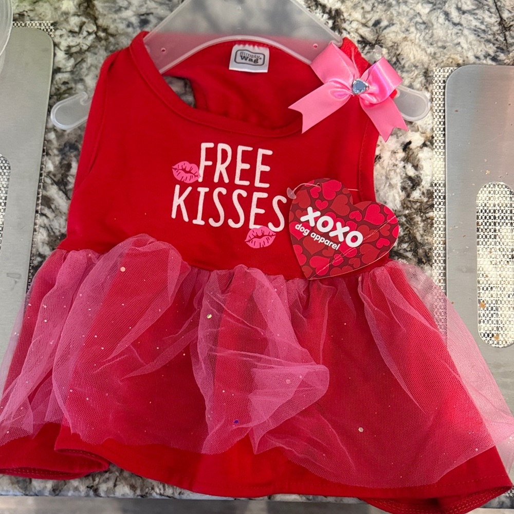 Red Dog Dress with Pink Tulle Skirt